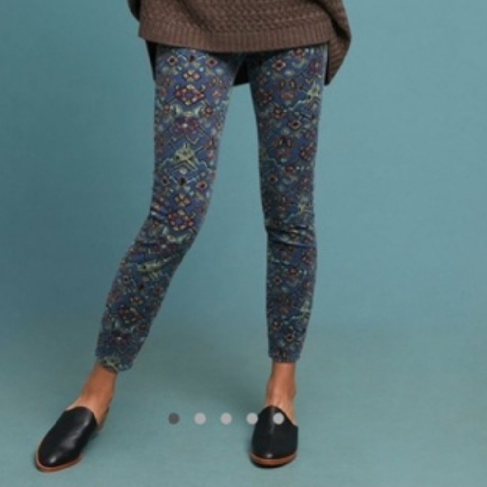 Women's Anthropologie Pilcro Letterpress. Corduroy 27 Blue Paisley Pants